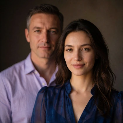 Tajik woman with her partner smiling together, a couple who met through the Tajik Dating platform