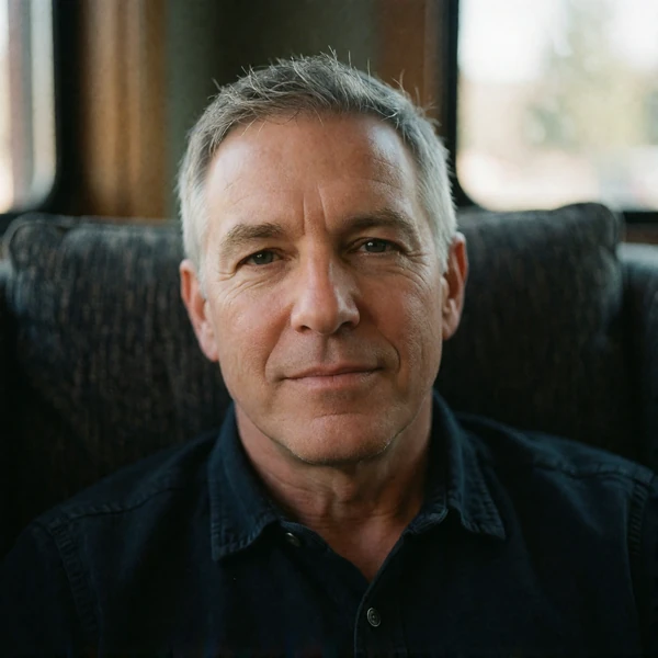 Portrait of an American man in his early fifties, a verified member of the Sri Lankan Dating community